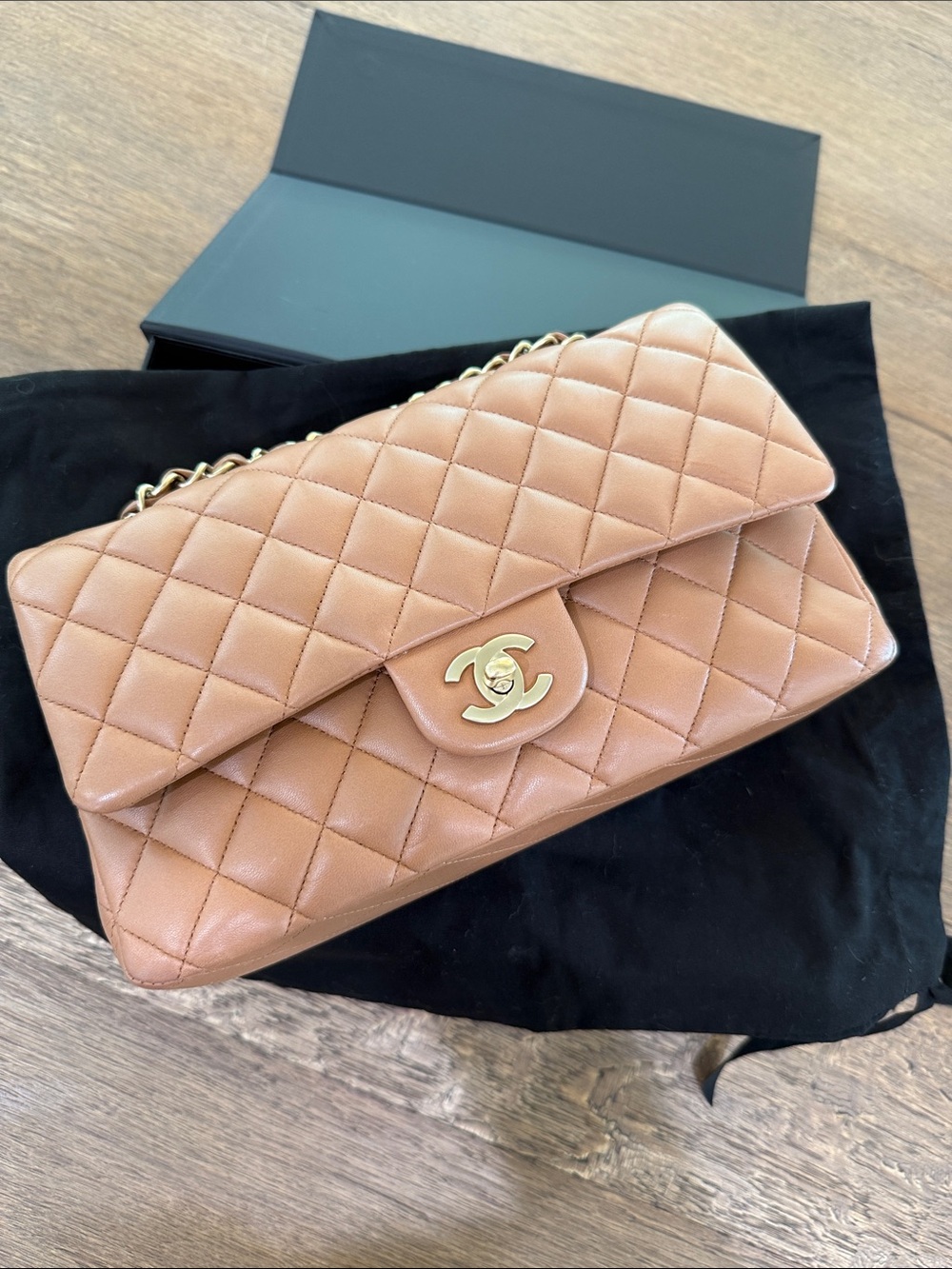 CHANEL small double flap with gold hardware